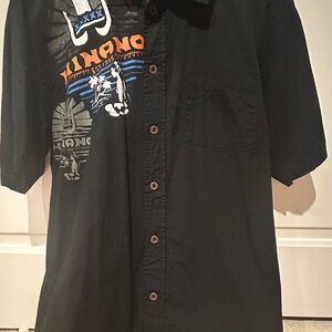 Men's Hinano Black Short-Sleeve Button-Up Shirt